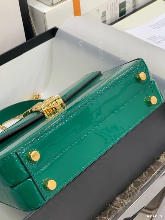 First bag ru PATENT HANDLE MINI BAG Sylvie LEATHER TOP GUCCI 1969 0804
